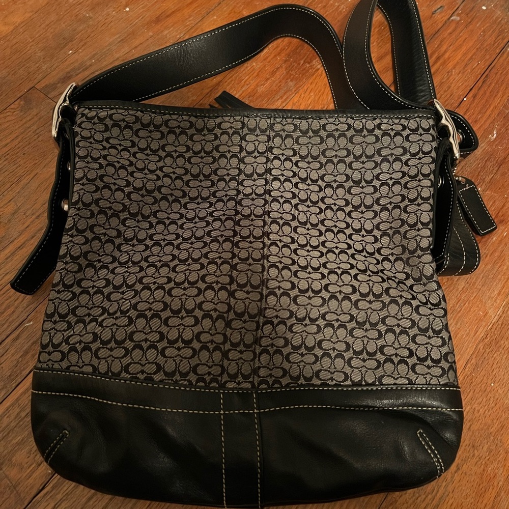 Coach Black Crossbody Bag in signature jacquard